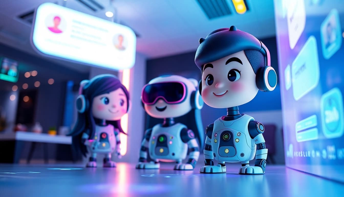 Engaging AI chat interface for crushon ia showcasing animated characters and vibrant colors.