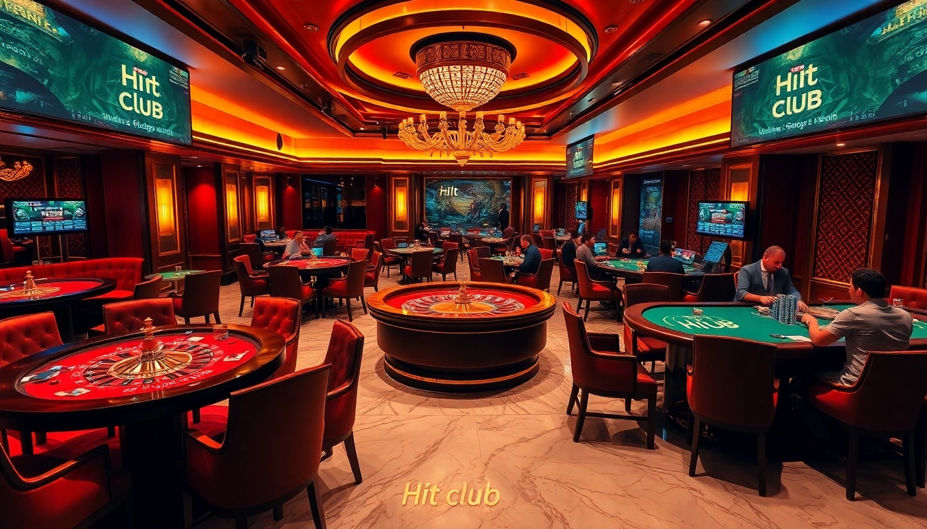 Exciting players at the Hit club casino enjoying a vibrant roulette game with rich ambiance.