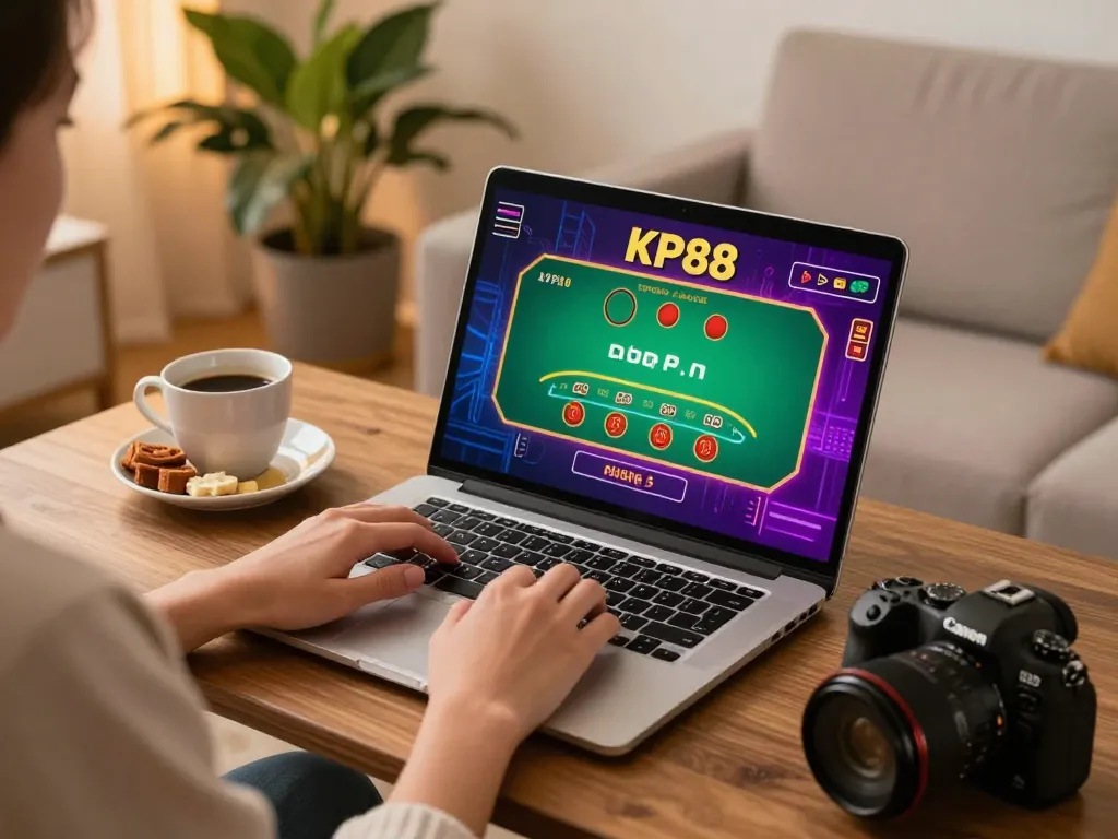 KP88 online casino gaming setup showcasing a player engaged in a live dealer game.