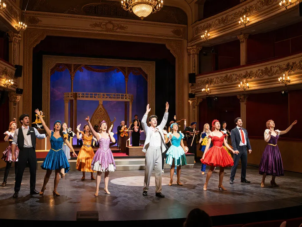 Engaging theatre performance showcasing rokok88 alternatif with diverse audience reactions in a vibrant historic setting.