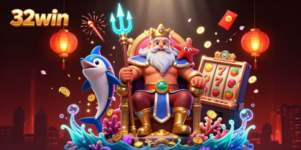 Experience thrilling gameplay in 32win's vibrant casino under the sea, featuring Neptune and exciting slots.