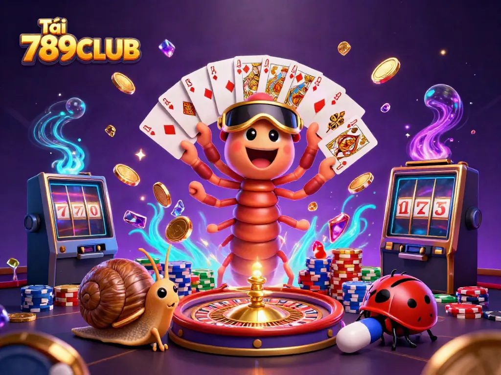 Experience Tải 789CLUB with colorful casino characters amid dynamic game elements and dazzling effects.