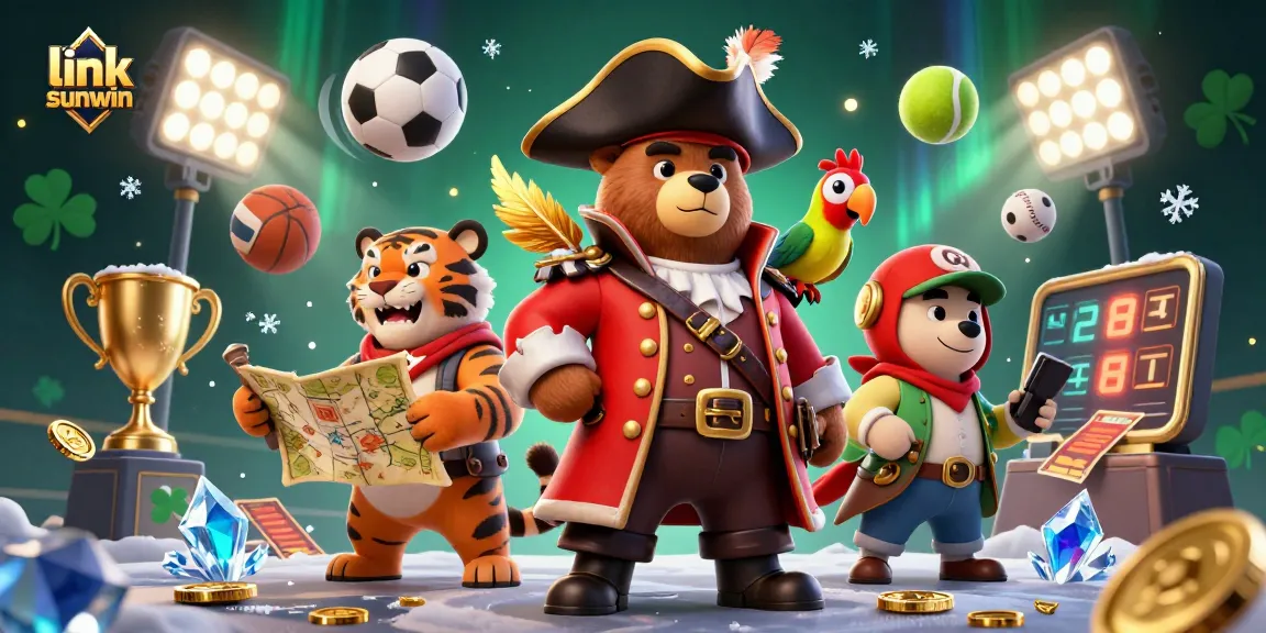 Engage with exciting gameplay at link sunwin featuring a vibrant casino adventure with cartoon pirates and sports elements.