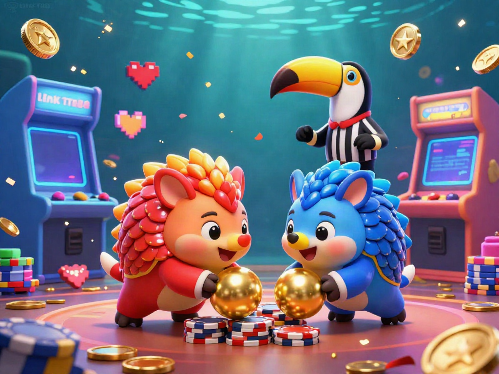 Exciting matchup as rival pangolins roll into golden balls, showcasing thrilling link TT88 casino atmosphere.