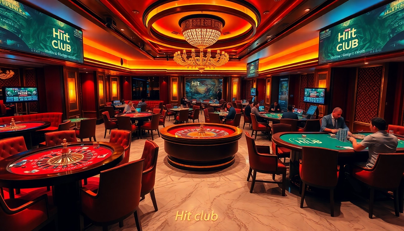 Exciting players at the Hit club casino enjoying a vibrant roulette game with rich ambiance.