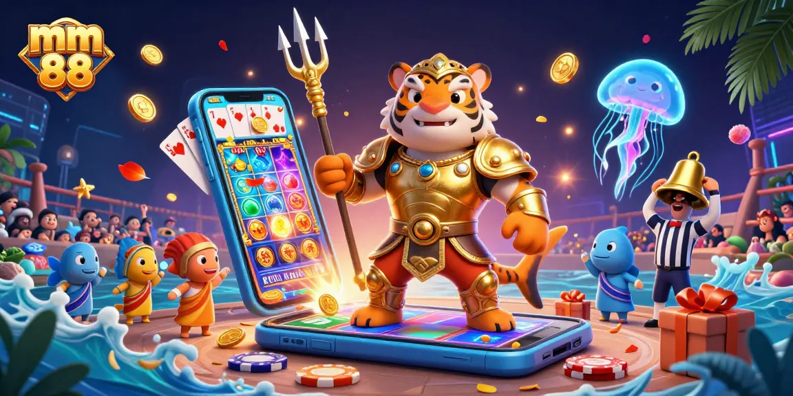 Experience immersive betting action at mm 88 with a vibrant underwater casino illustration.