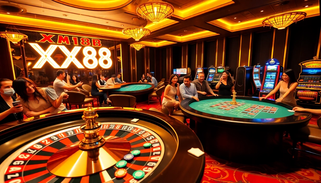 Experience the thrill of high-stakes gambling at XX88 with exciting roulette and poker tables.