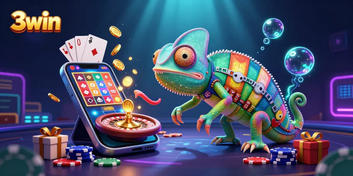 Spin to win big with 3win's vibrant casino scene full of 3D characters and games.