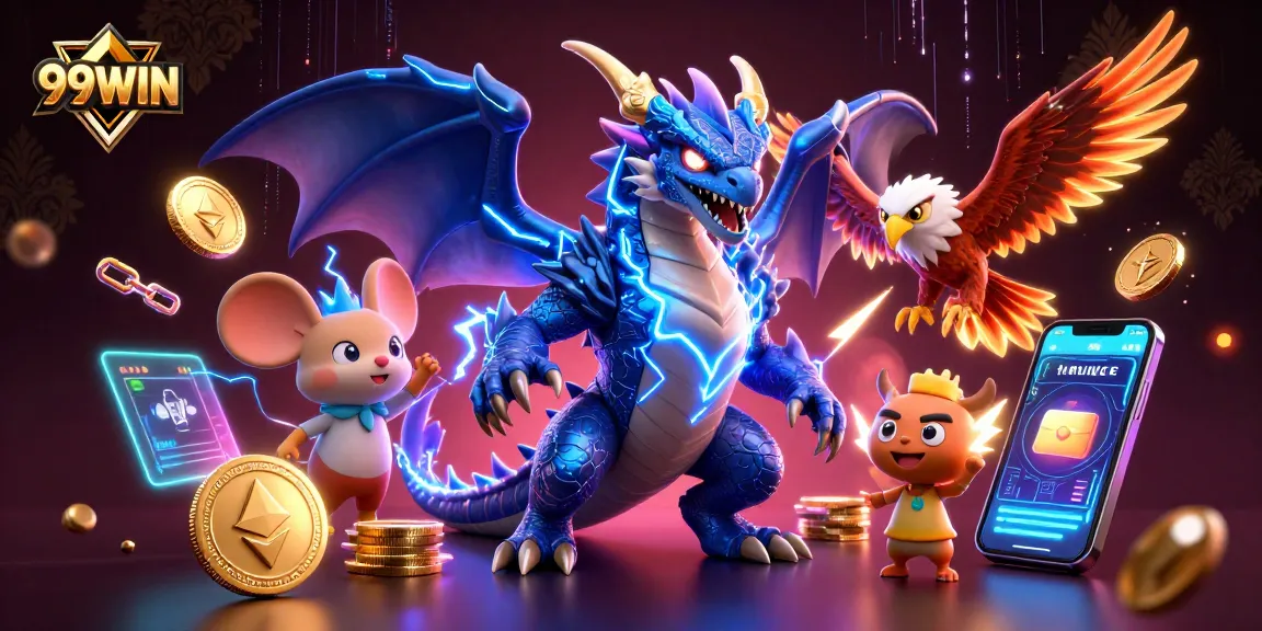 Join the thrill at 99WIN with vibrant gaming elements illuminating the excitement of online casino play.