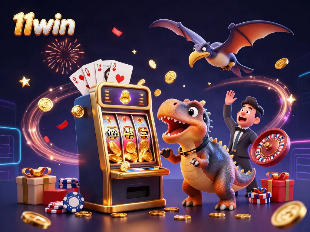 Experience 11win's thrilling jackpot wins with a dinosaur-themed 3D casino adventure.