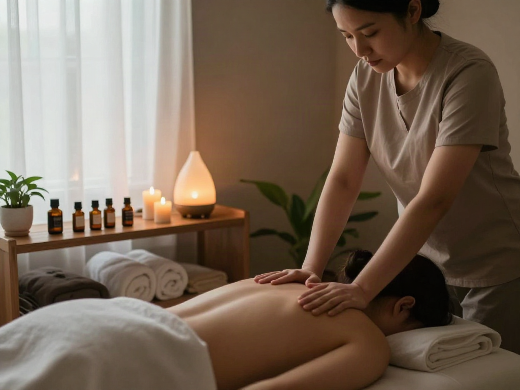 노원출장 massage therapy room with soothing ambiance and relaxing setup.