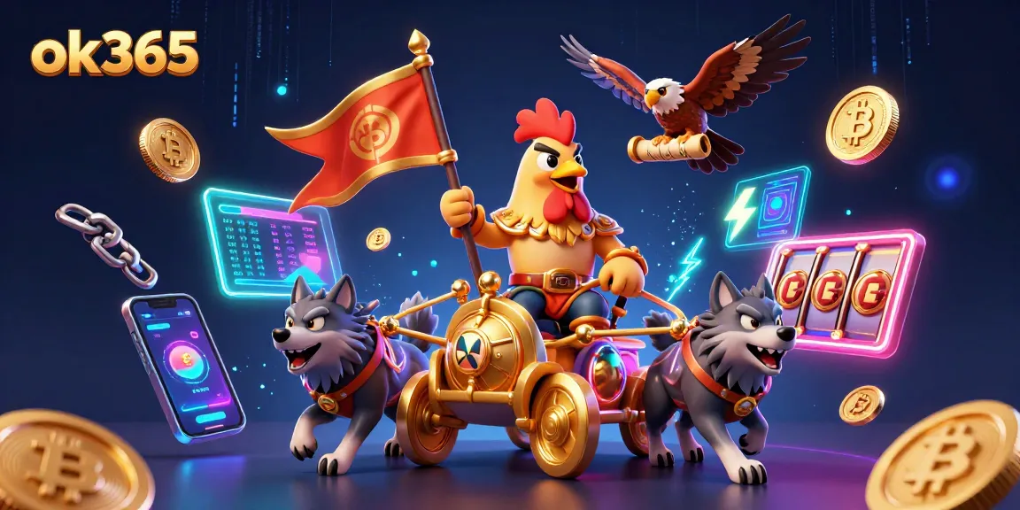 Engage in thrilling gameplay with ok365 featuring a rooster warlord and casino elements.