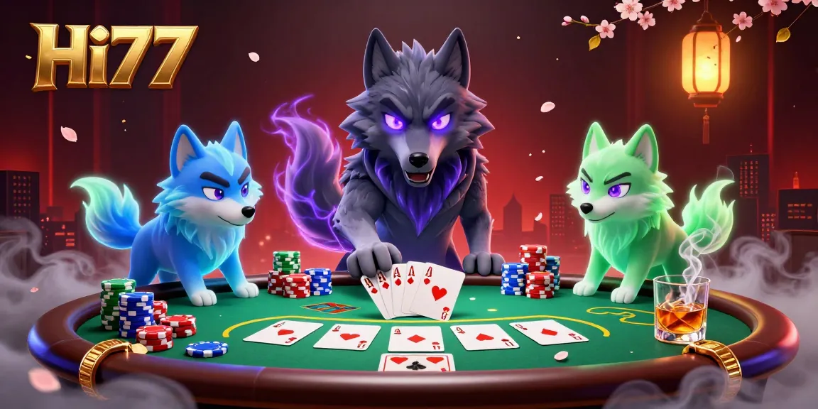 Experience thrilling moments at Hi77 with vibrant casino visuals featuring poker elements.