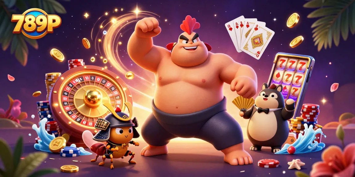 Experience thrilling victories with 789P as a powerful sumo rooster and fierce cricket entertain amidst casino excitement.