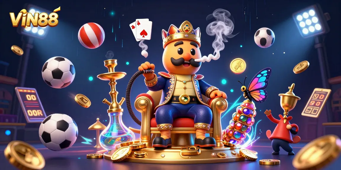 Experience thrilling betting at VIN88 with a vibrant illustration featuring dynamic sports elements.