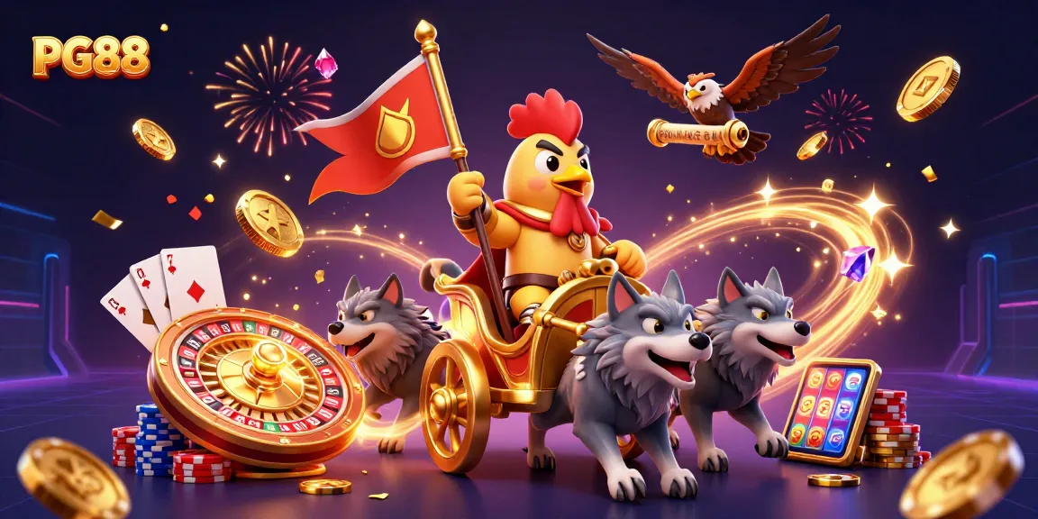 PG88 offers exciting casino adventures with a rooster warlord and golden elements.