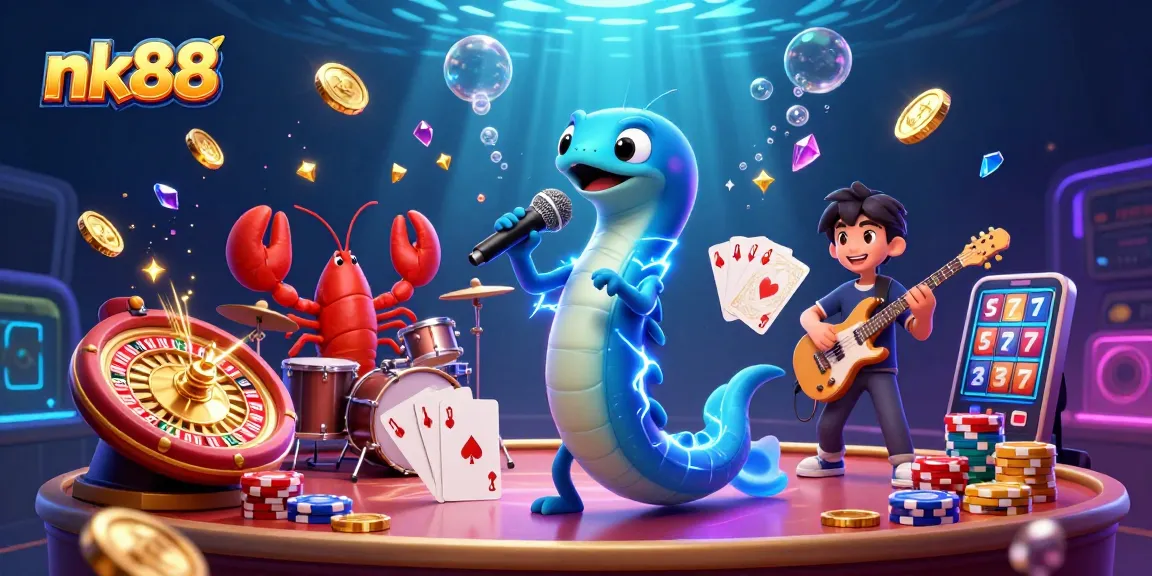 Engage with nk88's energetic underwater casino featuring vibrant characters and exciting gameplay elements.