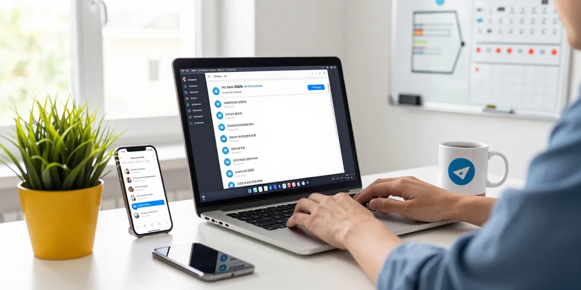 Using Telegram Chinese in a modern digital workspace, highlighting productivity and communication.