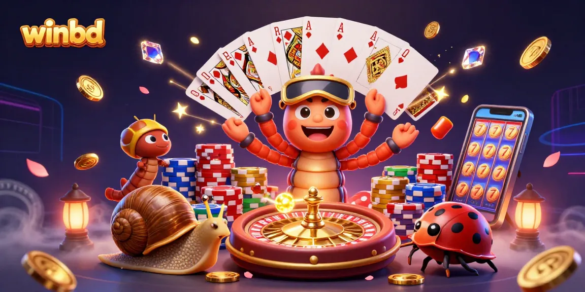 Winbd engaging high-stakes 3D casino scene with unique characters and dynamic game elements.