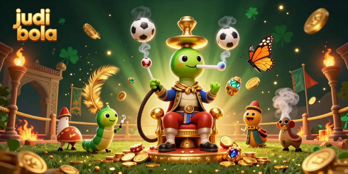 Engage in judi bola with a captivating scene depicting a caterpillar hookah-master amidst sports betting elements.