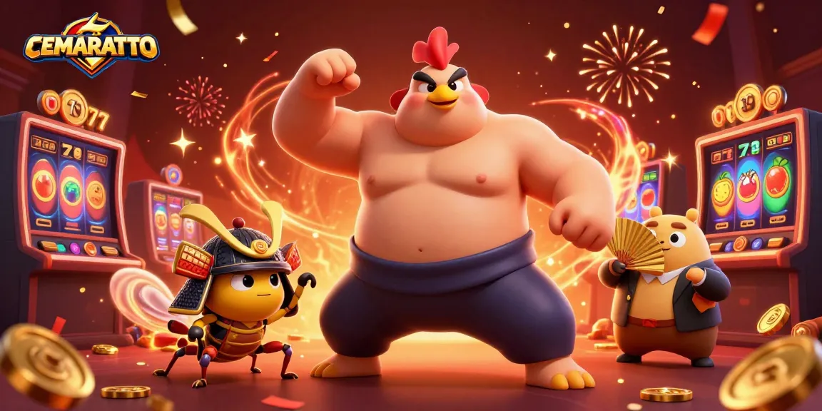 CEMARATOTO slot game action featuring vibrant characters and dynamic casino elements in an engaging illustration.