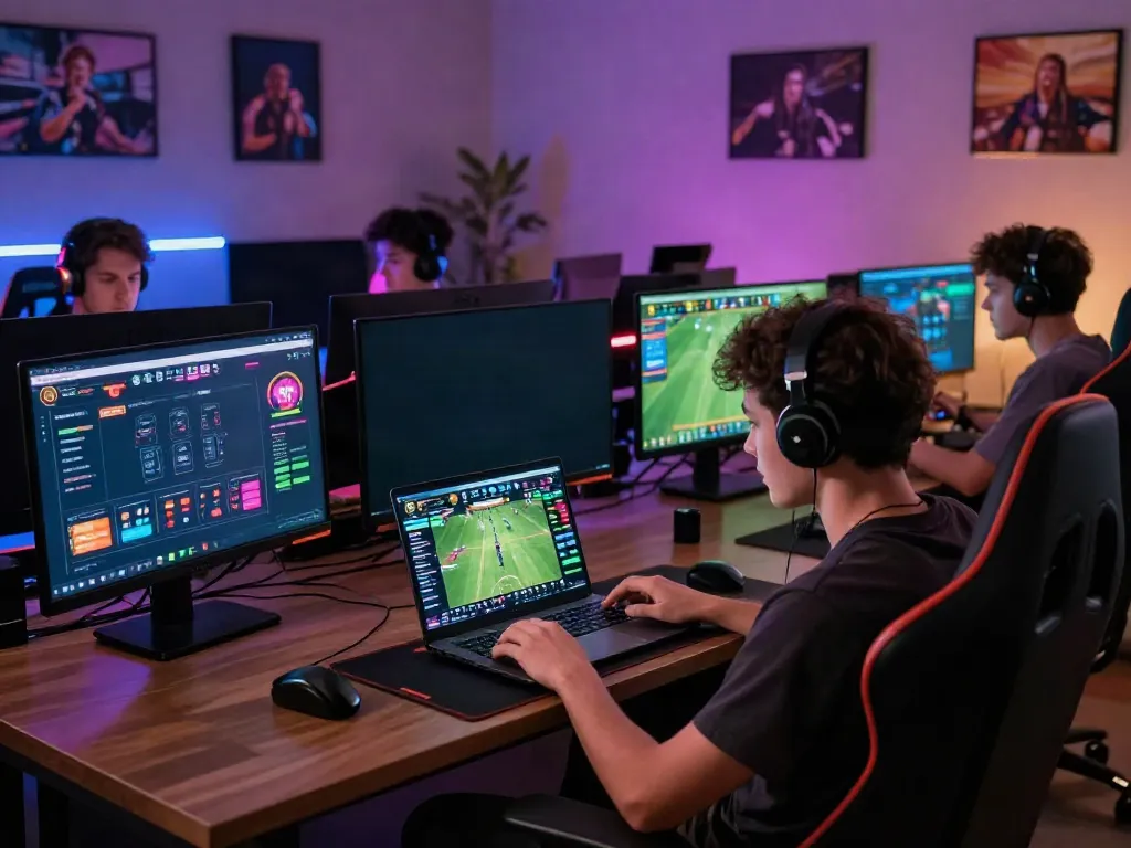 The engaging online gaming experience at https://man88.hair/ with players analyzing live sports betting.