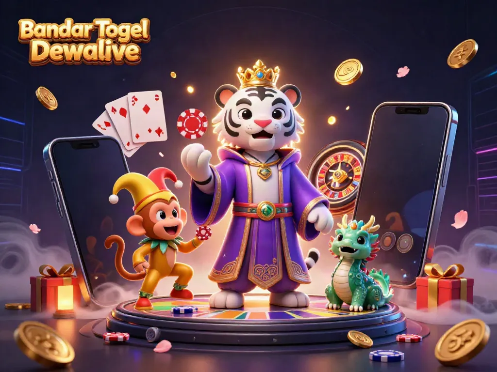 Pasang taruhan di Bandar Togel Dewalive dengan permainan dan karakter menarik dalam ilustrasi 3D.