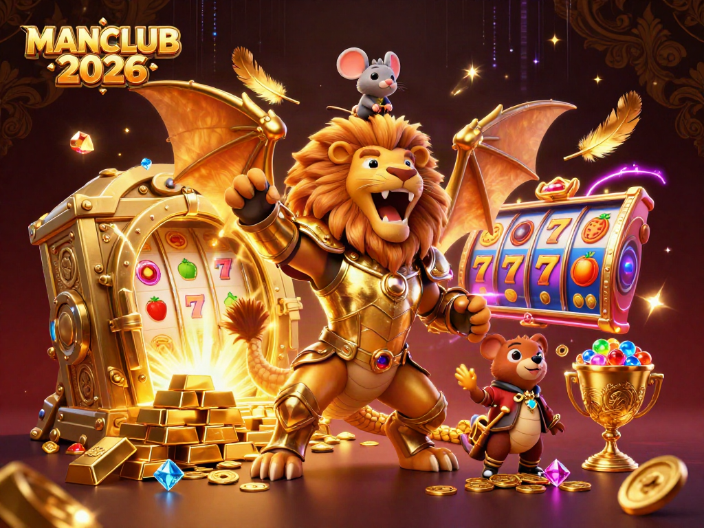 Experience winning thrills at MANCLUB 2026 with stunning slots and treasures in a vibrant, energetic scene.
