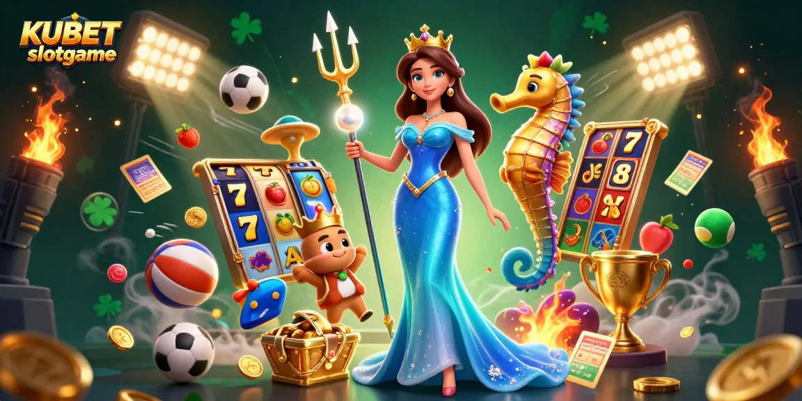 Experience KUBET slotgame with vibrant characters and dynamic casino elements in an immersive scene.