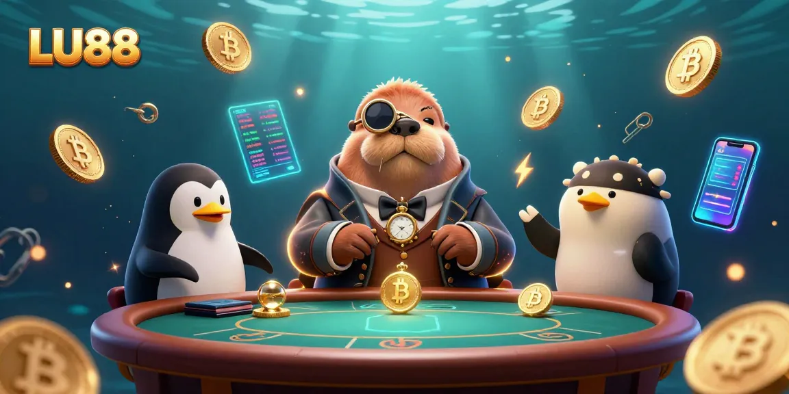 Play poker underwater with LU88, featuring a walrus, penguin dealer, and a bluffing pufferfish.