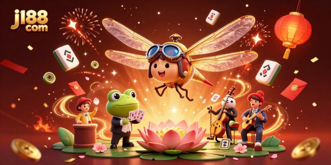Engage in thrilling games at j188 com with lively characters in an animated casino scene.