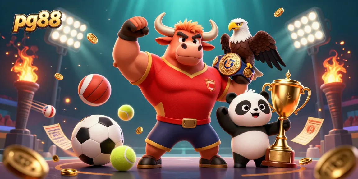 Experience the thrilling action of pg88 with captivating gaming elements featuring a bull mascot and eagle.